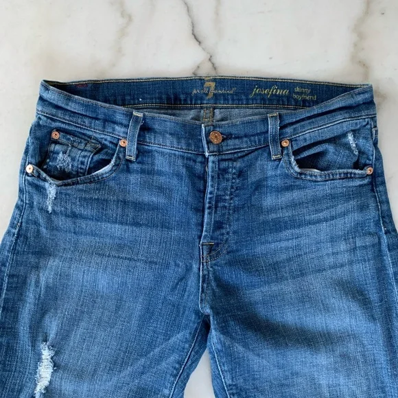 7 for all man kind jean, josefine destroy skinny boyfriend, size 28 - Picture 7 of 11